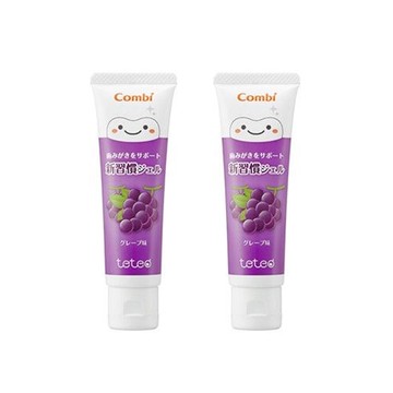 日本 Combi - teteo 幼童含氟牙膏-葡萄*2入 (6顆牙(約9個月)以上適用)