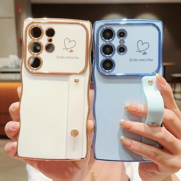 波浪紋手繪小愛心適用適用三星a55手機殼a16/a15/a25硅膠a34/a35簡約支架a54防摔保護套a14/a24情侶s24ultra