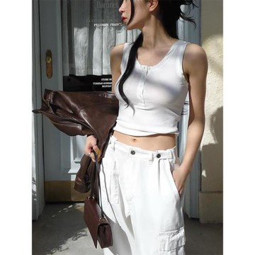 韓國thebarnnet芭乃法式上衣無袖打底修身百搭純色吊帶背心女內搭