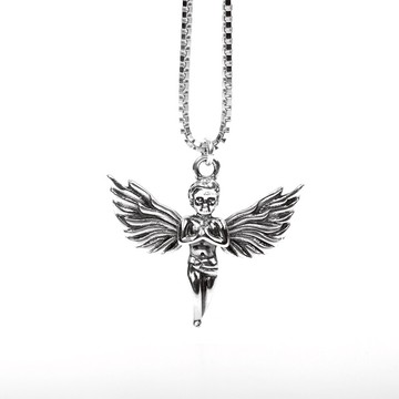 KREAM S925 ANGEL PENDANT 純銀天使吊墜嘻哈男項鏈情侶毛衣鏈女