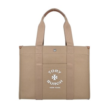 TORY BURCH 帆布磁吸肩背/手提托特包-淺棕148665-200