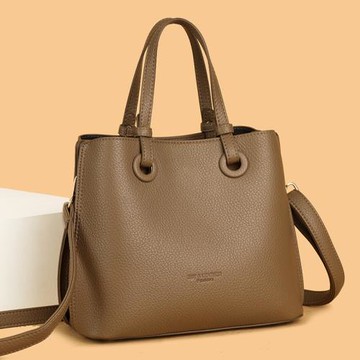 跨境2025新款潮流水桶包軟皮大容量手提托特包高級感單肩斜挎包女