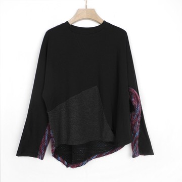 黑- 藍紫後拼毛料上衣 U1080