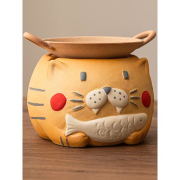 粗陶可愛烤茶爐蠟燭加熱溫茶爐室內家用醒茶器茶葉提香烘焙爐小型