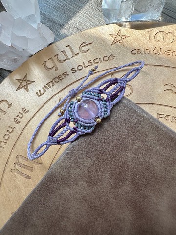 BB17 民族風 蠟線編織 紫水晶 手環 (可調長度)民族風