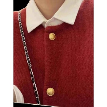 溫柔系單排扣小金扣子氣質顯瘦針織馬甲背心女韓系寬松坎肩上衣女