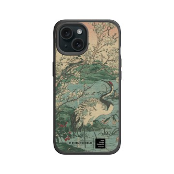 iPhone 15 SolidX 黑 - Van Gogh Museum - 鶴與櫻花選自草木花鳥圖會系列