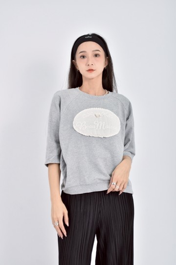 (L) park hong圓領灰色短袖上衣