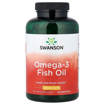 Swanson Vitamins, Omega-3 魚油，檸檬味，150 粒軟膠囊