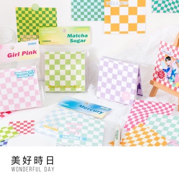 ⚡️任選3件$99⚡️棋盤格便條紙100張｜8x8cm方型｜手帳裝飾/辦公備忘｜INS風文具小物｜台灣現貨