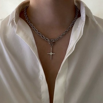 ☆LimeLight☆ 麻花 十字星 飾品 鈦鋼 項鍊 男生項鍊 女生項鍊 百搭項鍊 鈦鋼項鍊 ACC-D206