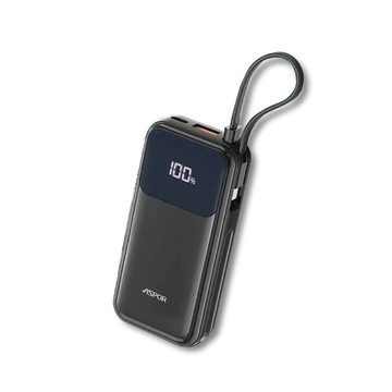 ASPOR 10000mAh 30W自帶線雙向快充行動電源-黑
