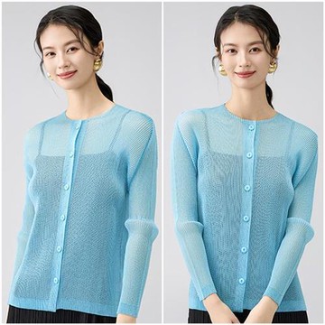 【米蘭精品】現貨+預購三宅風皺褶衣服褶皺外套高級摺衣彈力女裝顯瘦折衣大碼-排釦蝙蝠袖女上衣6色74mm33