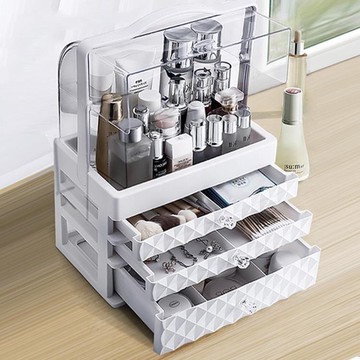 網紅化妝品收納盒防塵亞克力桌面化妝盒大梳妝臺護膚品置物架