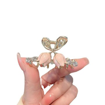 【巴黎精品】現貨+預購 髮夾合金髮飾-粉色鬱金香鈴蘭抓夾女飾品a1gh16