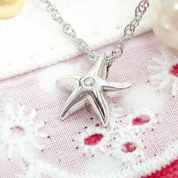 【伊飾炫銀】海星精靈＊沁白心鑽銀墜項鍊