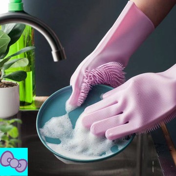 多功能矽膠手套 毛刷手套 洗碗手套 廚房洗碗刷 家用清潔神器 不沾油隔熱防燙加厚防水手套