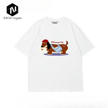 【 Nico】復古美式 正肩 純棉 短袖T恤女 oversize 短T 短踢 重磅T  上衣 T恤 女生上衣 男生上衣