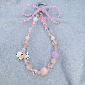 Rom828串珠手機鍊-可愛笑臉狗2610