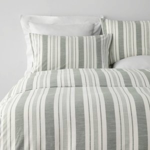 (組)艾禮思色織純棉床被四件組單人 條紋綠