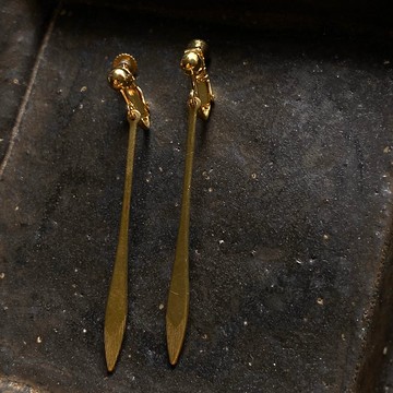 沉默黃銅搖曳耳環 夾式