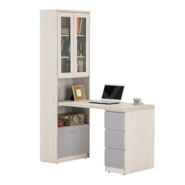 文創集 愛米利雙色4尺四門三抽書桌櫃組合-120x57x192cm免組