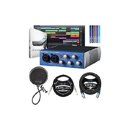 PreSonus AudioBox USB 96 2x2 USB Audio Interface for Windows ＆ Mac Bundle with Studio One Artist Software, Blucoil 10' XLR Cable, 10' Straight Instru