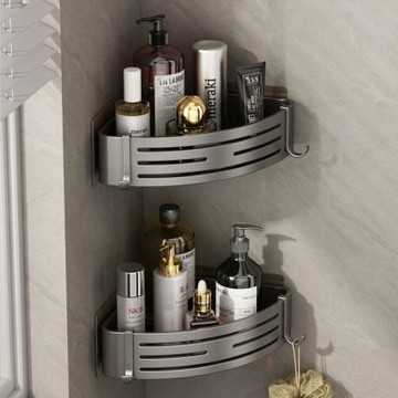 【i LIFE】浴室三角置物層架(高度6.8cm 廁所轉角架 掛壁置物架 廚房收納架)