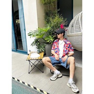 海南度假親子裝花襯衫套裝2024新款輕薄透氣男童花襯衣短袖翻領潮