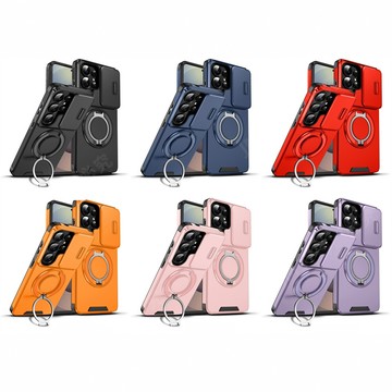 鏡頭推窗 磁吸支架 三星Galaxy S26+ Ultra 全包防摔手機殼 保護套 指環