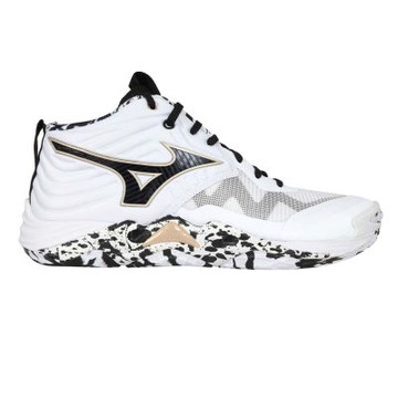 MIZUNO WAVE MOMENTUM ELITE MID 男排球鞋-訓練 V1GA251741 白黑金