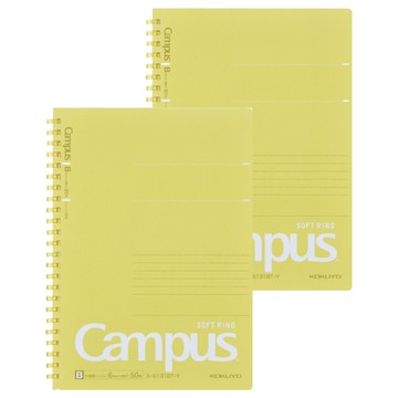 KOKUYO Campus 軟線圈筆記本 點線B-A5 可折疊小巧輕便  黃色  2本