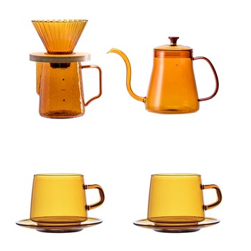 家用手沖咖啡壺套裝咖啡過濾杯玻璃拉花杯意式帶碟咖啡杯細嘴沖壺