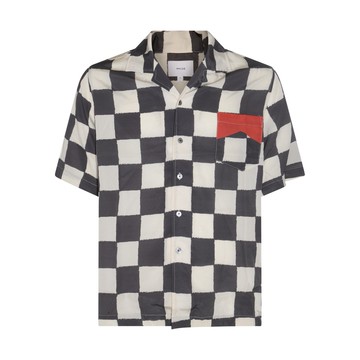 Rhude - Ivory Black And Red Silk Checker Shirt
