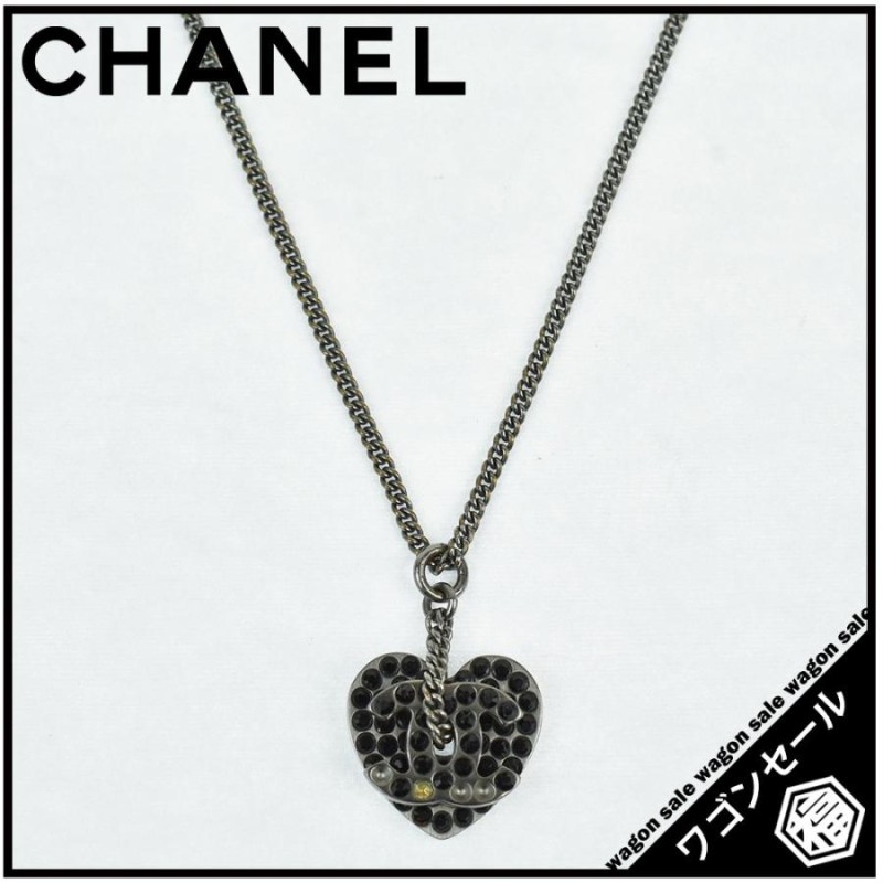 CHANEL シャネル ココマーク ハート ラインストーン ネックレス 08P