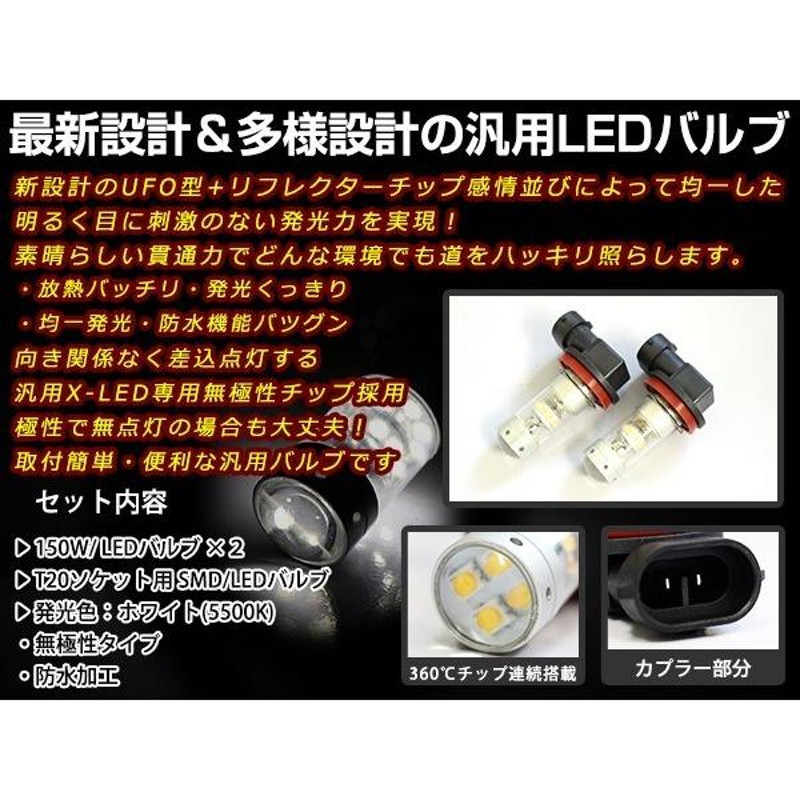 コルト プラス Z2#W 150W LEDバルブ 28連 H11 白 白 ホワイト デイライト ライト 外装 プロジェクター 12V/24V 車検対応  | LINEショッピング