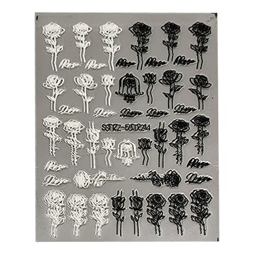 5D手繪浮雕美甲貼紙 STZ-5D24 7.8*6cm/張  玫瑰  1組