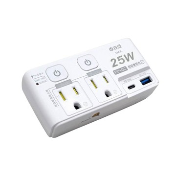 日亞 R-71P25LC防雷3孔2開2插PD 25W Type-C+QC3.0快充分接器(新安規 兒童保護蓋iphone適用)