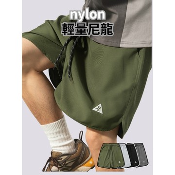 台灣現貨 刺繡 三角LOGO 山系 涼感 150克 輕量 速乾 短褲 膝上短褲 圓弧 開岔 尼龍  鬆緊腰圍 抽繩 e褲