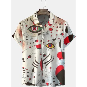 Beach 3D printed lapel cardigan shirt 沙灘3D印花翻領開衫襯衣