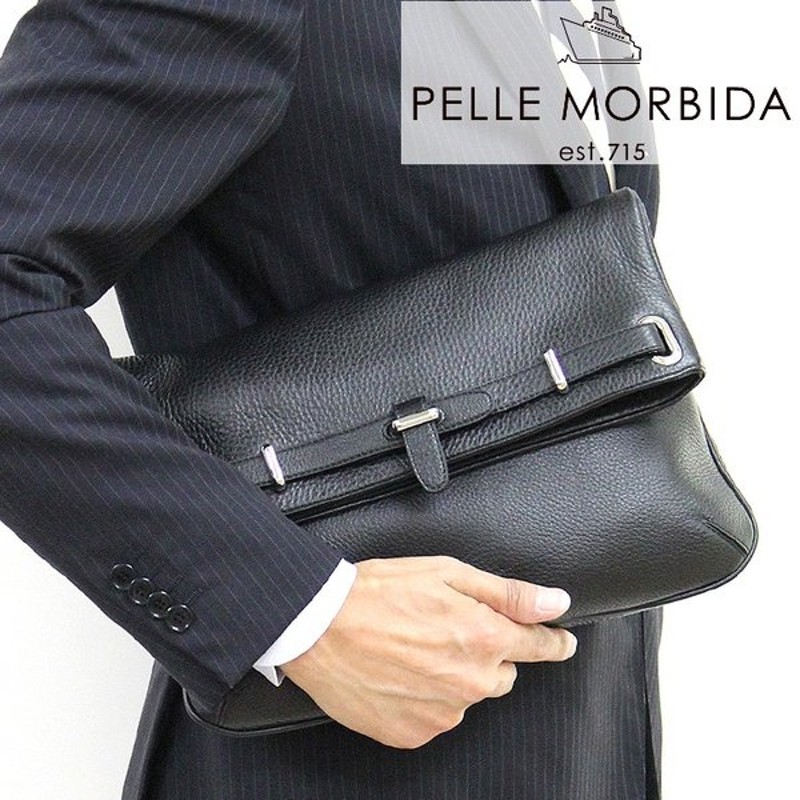 新品】PELLE MORBIDA ペッレモルビダ クラッチバッグ （ブラック）-