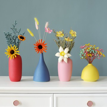 陶瓷小花瓶北歐輕奢風餐桌花藝干花擺件電視柜客廳插花家居裝飾品