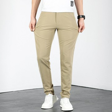 休閒褲長褲-彈力透氣男士休閒抗皺修身男褲子5色74er46【獨家進口】【米蘭精品】