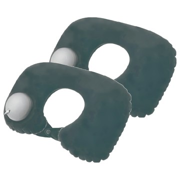 充氣U型枕 Set 2  87g 植絨材質 輕薄便攜  44 x 27cm  黑色