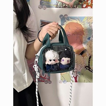 ✅臺灣出貨 日系食量學院痛包二次元少女休閒斜挎包單肩透明吧唧10cm娃包
