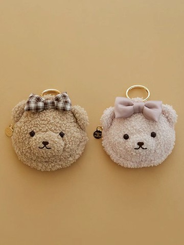 毛絨泰迪熊頭型蝴蝶結迷你收納掛飾(08001059100) - Maison de FLEUR