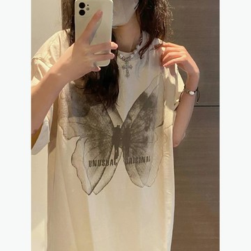 【林木木】100%純棉 衣服 短袖 t恤 女生衣服 oversize t恤 ins 風 美式復古上衣 短袖t恤 純棉 t