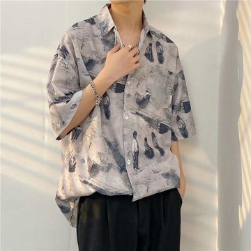 台灣出貨 夏季襯衫 復古短袖襯衫 花襯衫男 夏威夷襯衫 情侶襯衣 休閒襯衫 寬鬆上衣 男生襯衫 沙灘襯衫 旅遊襯衣