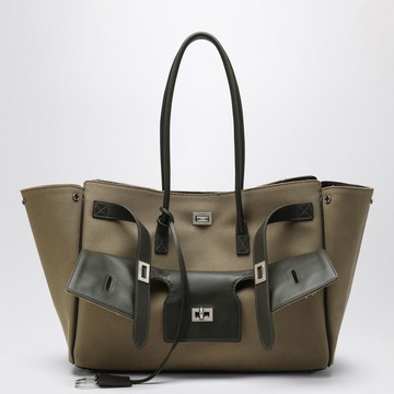 Balenciaga Carry All Bel Air Media Bag In Khaki Canvas