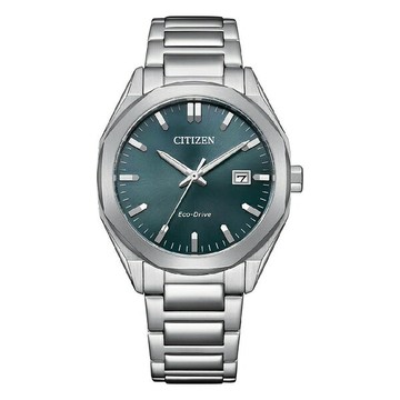 CITIZEN 星辰 Gents系列 BM7620-83X 八角形大三針光動能腕錶 銀x綠 38mm｜樂天領券現折★全館特惠中★指定刷卡回饋10%